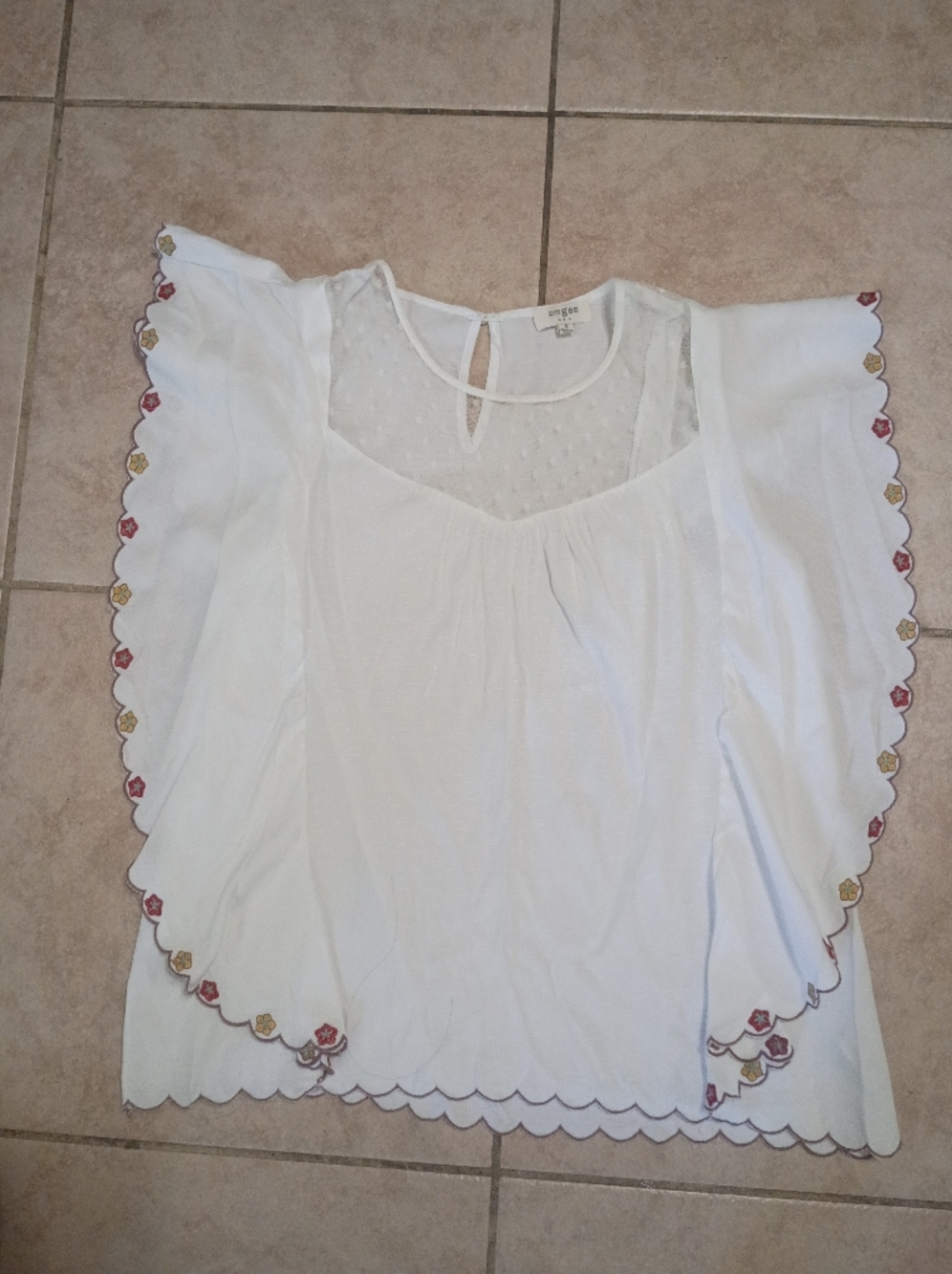 Umgee White Sheer Lace Overlay Top